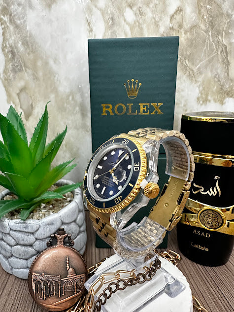 RELOJ ROLEX MANILLA DORADA ESFERA AZUL A CORAZON ABIERTO