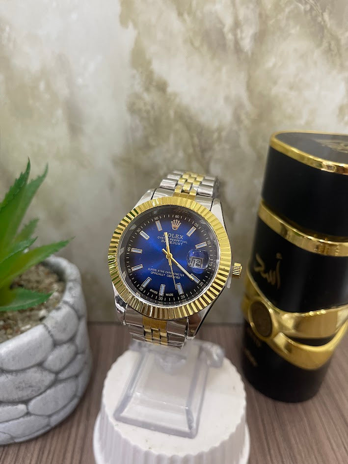 ROLEX CABALLERO BICOLOR FONDO AZUL