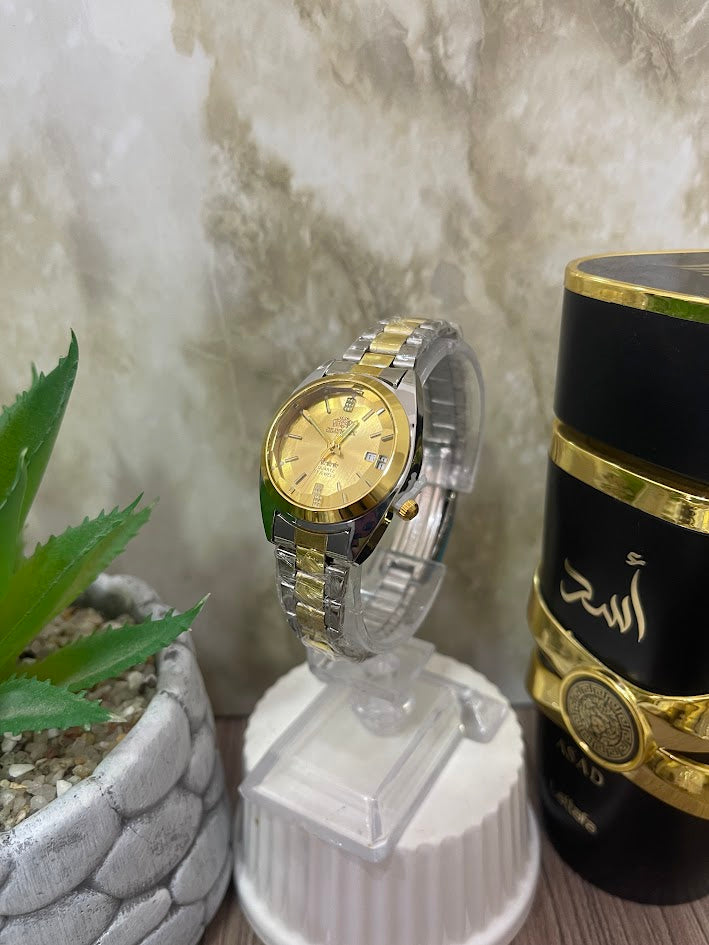 RELOJ ORIENT DAMA BICOLOR VIDRIO TALLADO