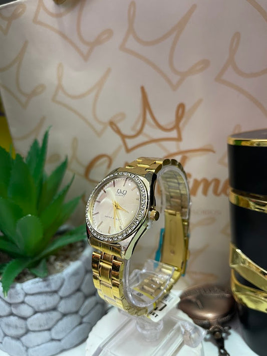 RELOJ QYQ DAMA DIAMANTADO
