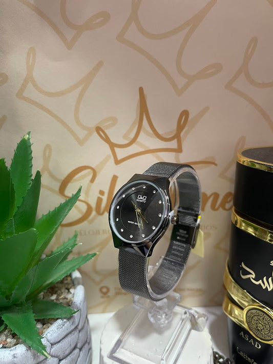 RELOJ QYQ GRIS DE MALLA