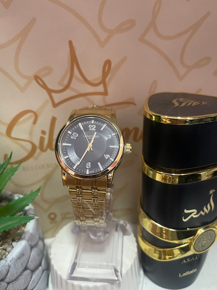 RELOJ CABALLERO LIMITED DORADO ESFERA NEGRA
