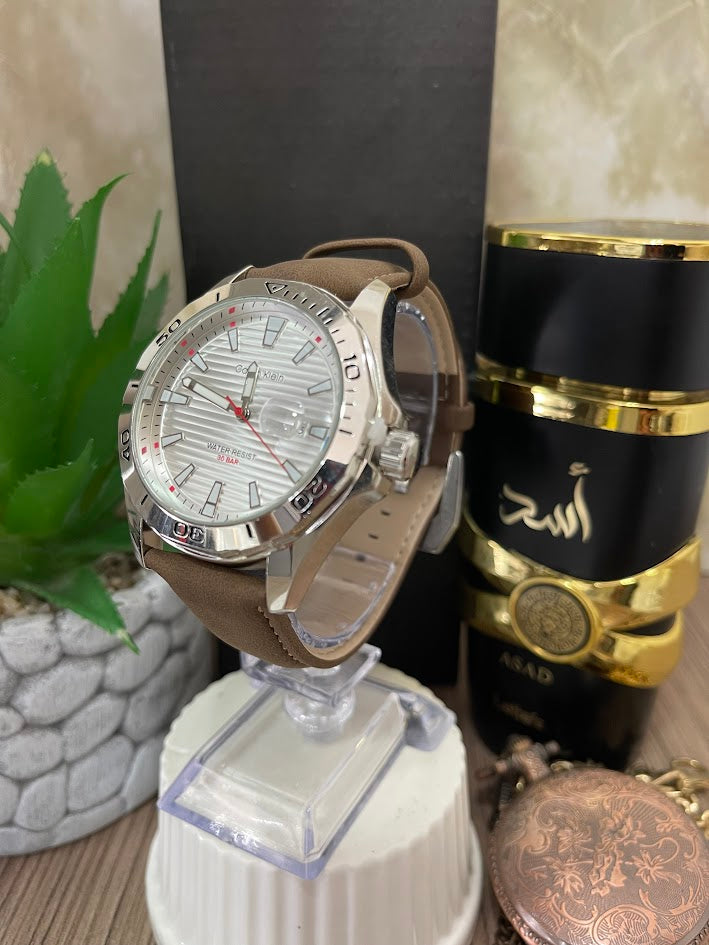 RELOJ CALVIN KLEIN PLATEADO ESFERA PLATEADA MANILLA cuero