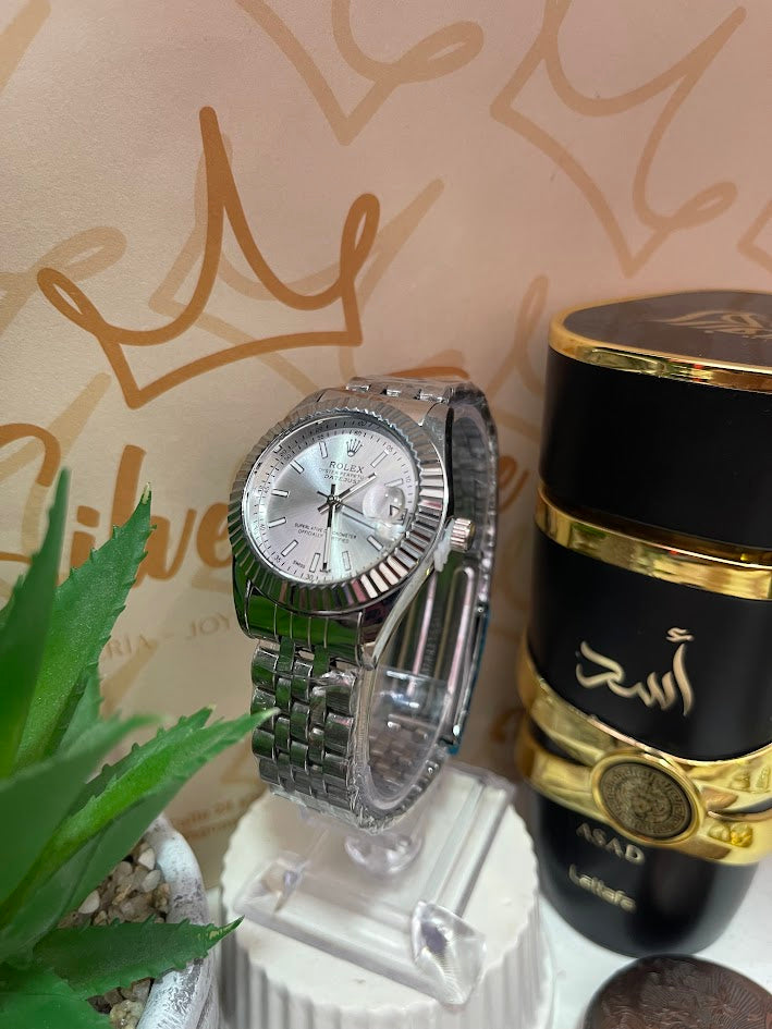 RELOJ ROLEX DAMA PLATEADO ESFERA PLATEADA