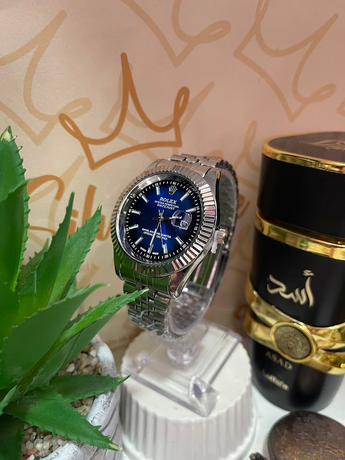 RELOJ ROLEX PLATEADO ESFERA AZUL