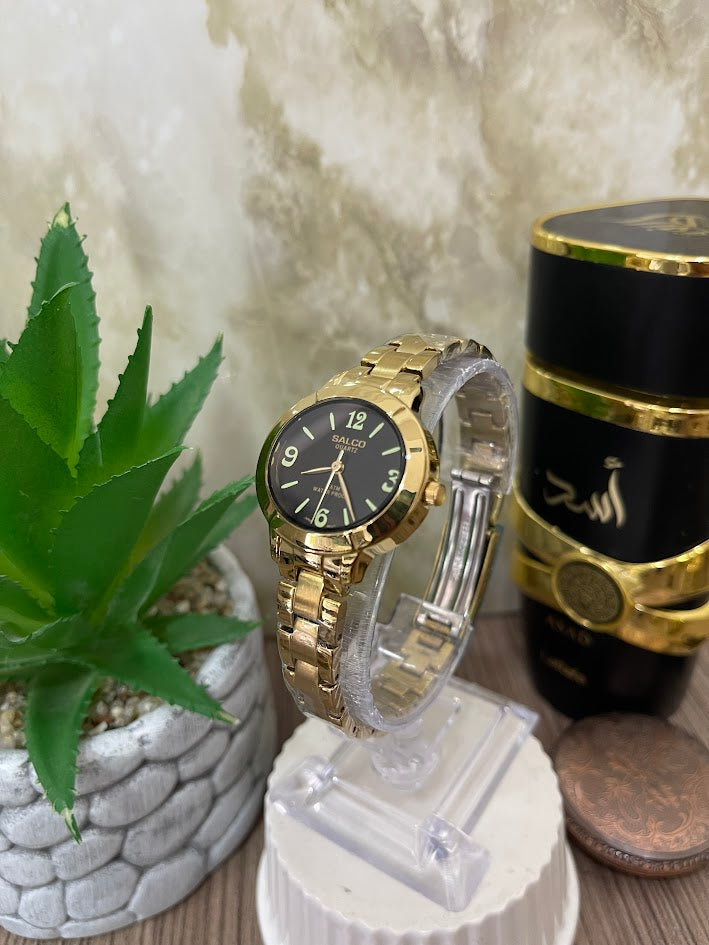 RELOJ SALCO DAMA OVALADO DORADO