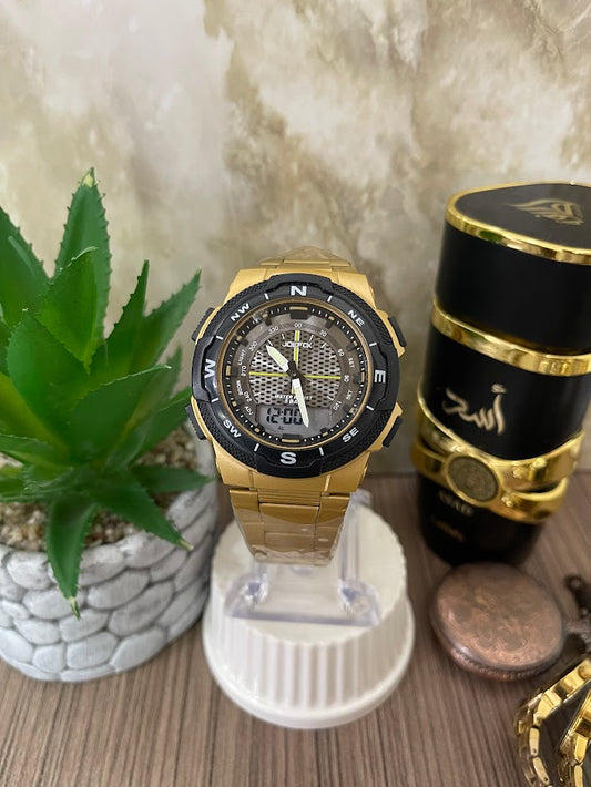 RELOJ JOEFOX CABALLERO DORADO DOBLE HORA