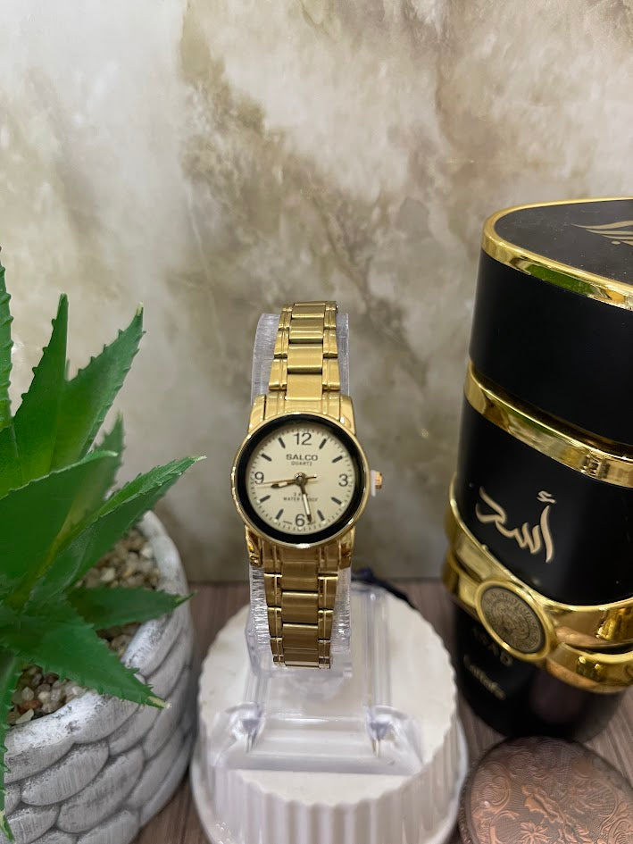 RELOJ SALCO DAMA DORADO CUATRO NUMEROS