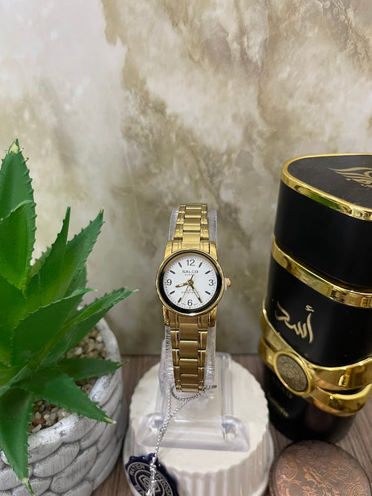 ROLOJ SALCO DAMA DORADO ESFERA BLANCA
