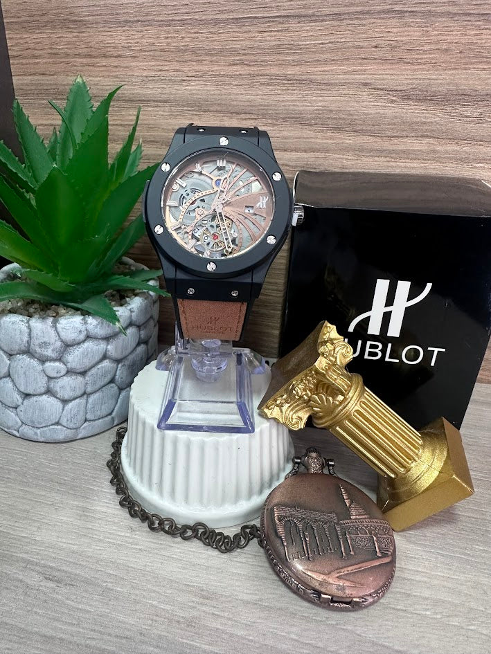RELOJ HUBLOT NEGRO ESFERA TRIBAL MANILLA CILICONA CAFE