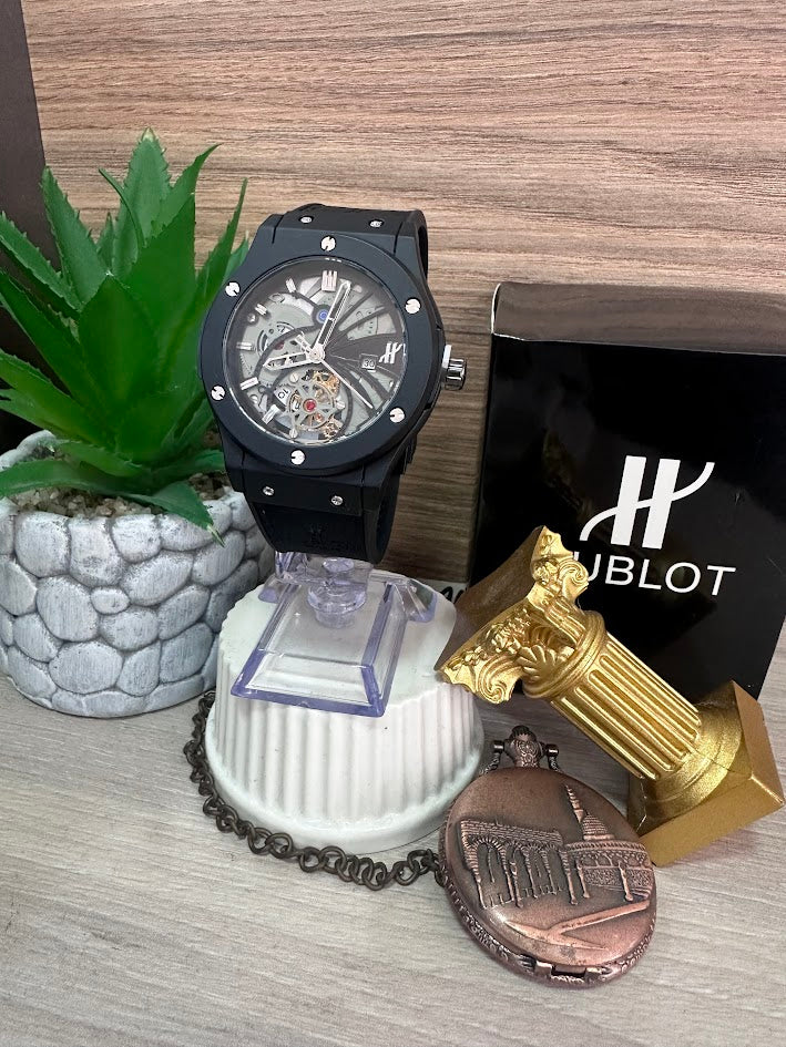 RELOJ HUBLOT NEGRO ESFERA TRIBAL CILICONA NEGRA