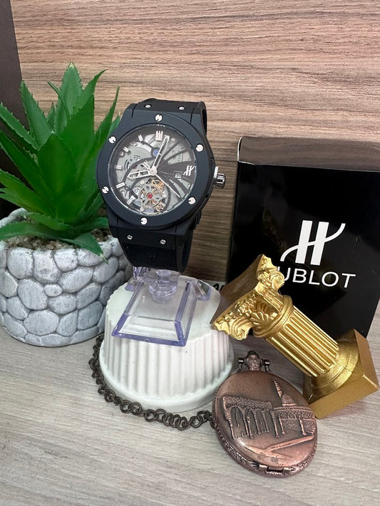 RELOJ HUBLOT NEGRO ESFERA TRIBAL CILICONA NEGRA