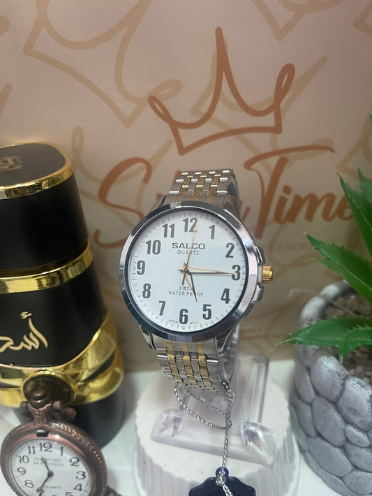 RELOJ SALCO BICOLOR ESFERA BLANCA JM