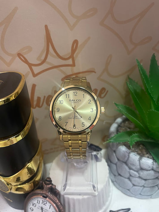 RELOJ SALCO CABALLERO DORADO MANILLA TEJIDA
