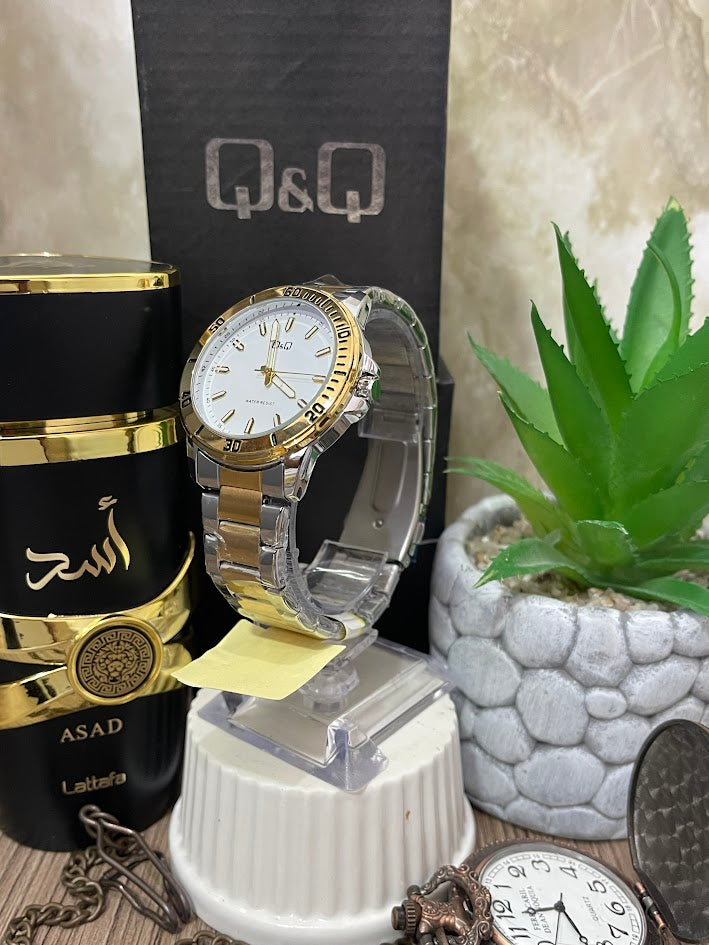 RELOJ Q&Q BICOLOR ESFERA BLANCA