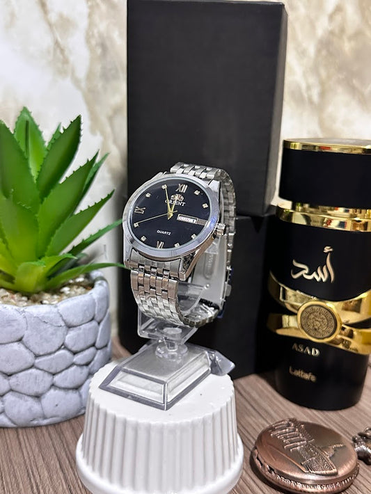 ORIENT PLATEADO ESFERA NEGRA
