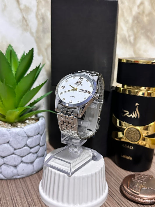 ORIENT METALICO PLATEADA ESFERA BLANCA
