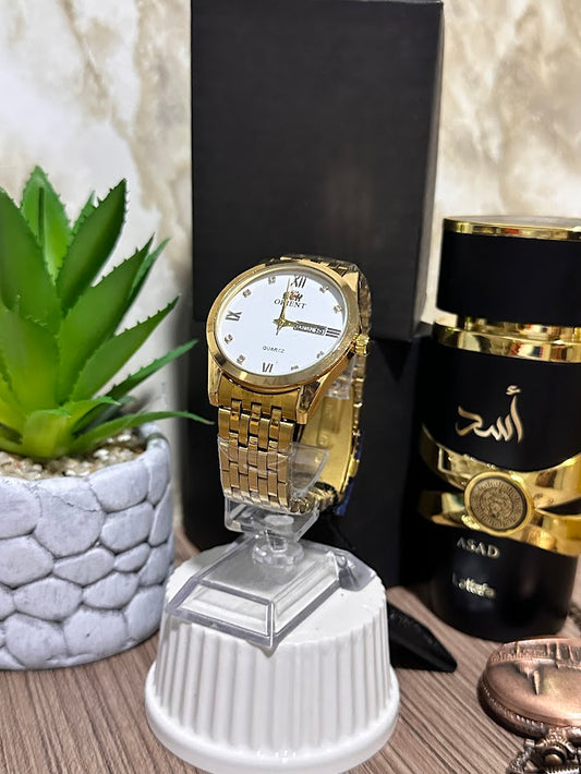 ORIENT METALICO DORADO ESFERA BLANCA