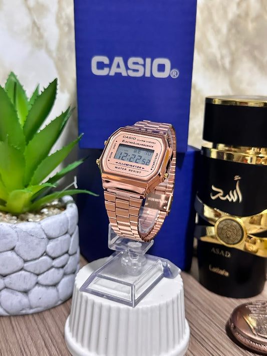 Casio Dama Digital Metálico Oro Rosa