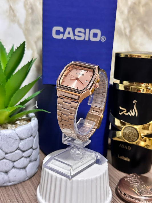 Casio Dama Cuadrado Oro Rosa