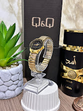 QYQ Dorado Esfera Negra Manilla En Cuero Negra