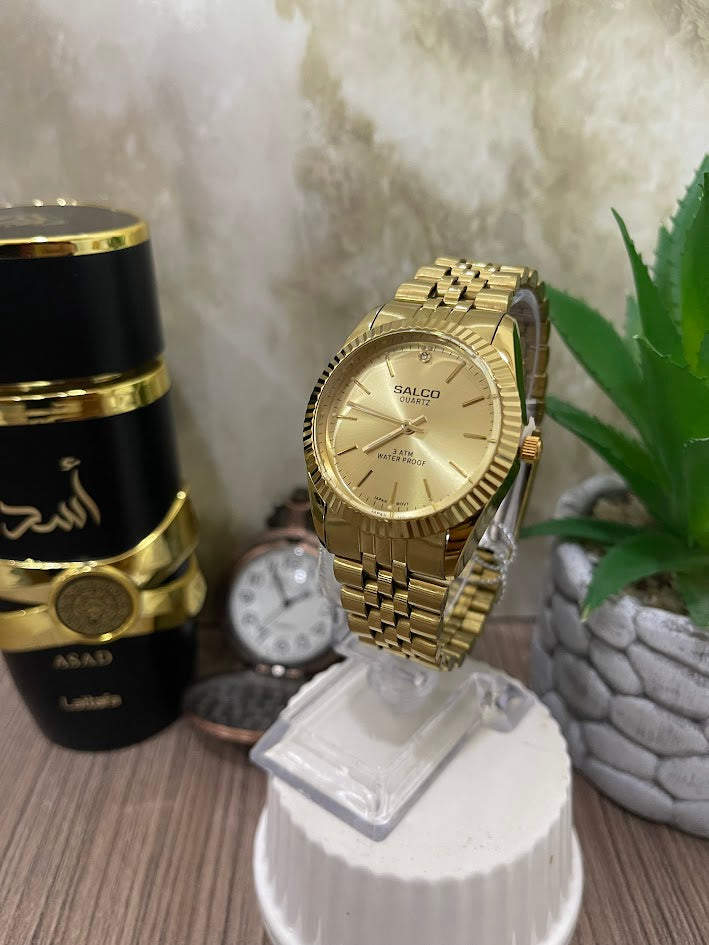 RELOJ SALCO CABALLERO TODO DORADO ARO ESTRIA