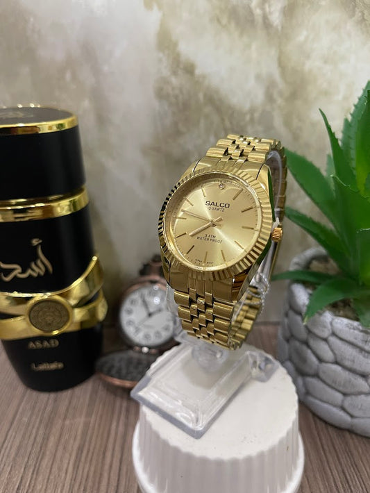 RELOJ SALCO CABALLERO TODO DORADO ARO ESTRIA