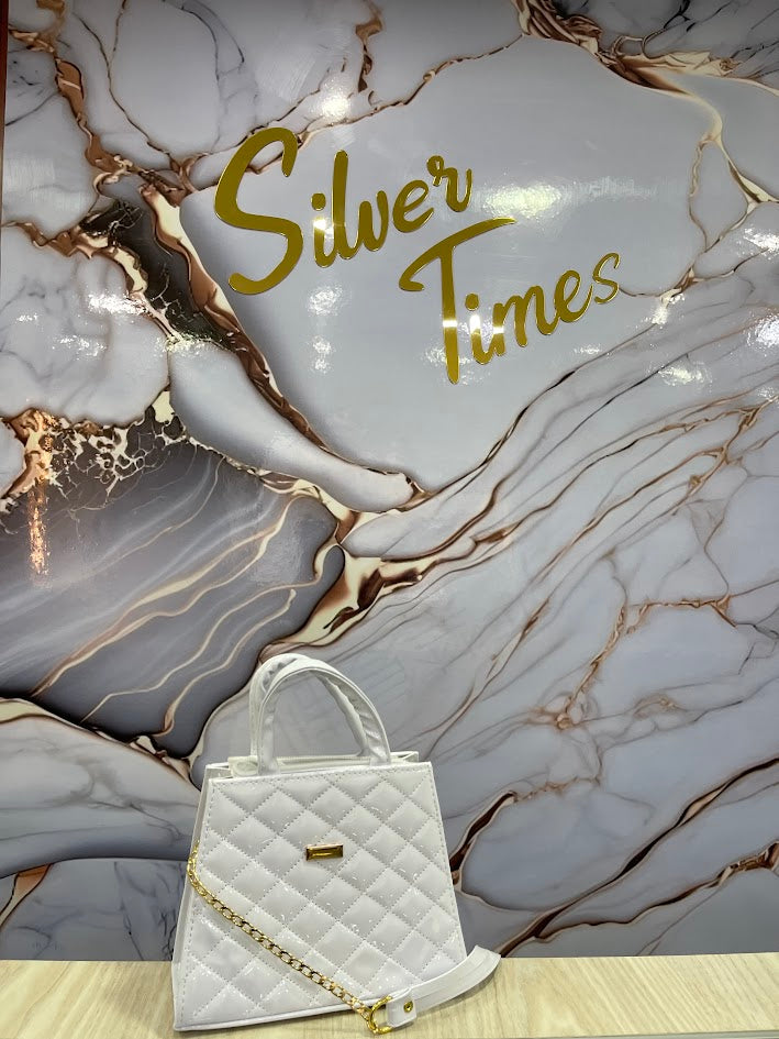 BOLSO DAMA BLANCO CHAROL ESTILO BAUL