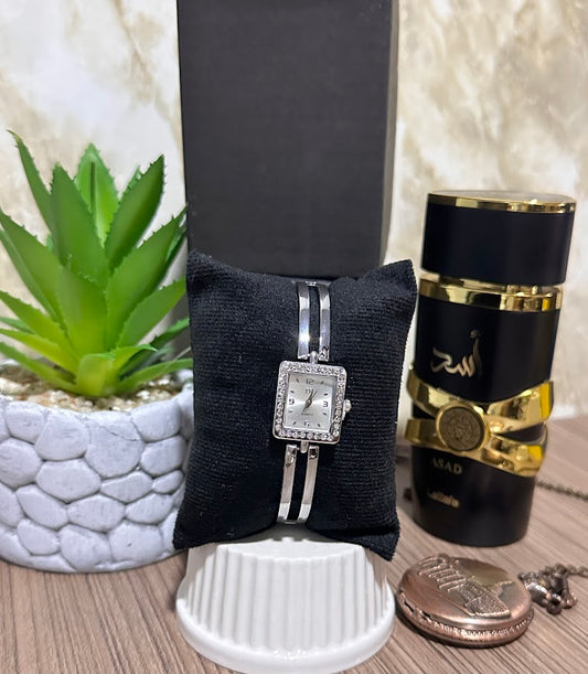 RELOJ JOYITAS PLATEADO DIAMANTADO CON ESFERA GRIS- VARIADOS