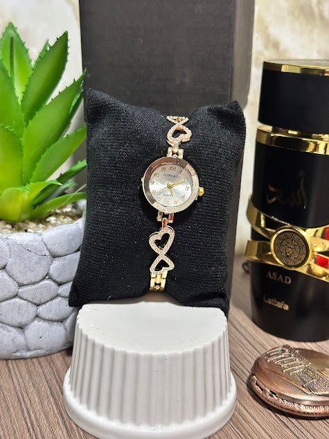 RELOJ JOYITAS DORADO ESFERA BLANCA MANILLA DIAMANTE - VARIADOS
