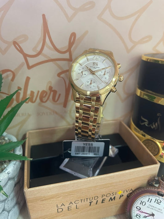 RELO YESS DAMA DORADO ESFERA BLANCA CRONOGRAFOS 250511