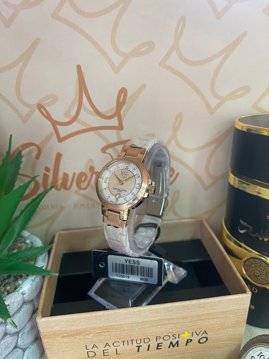 RELOJ YESS DAMA ORO ROSA ESFERA CON ARO ROSA Y25019