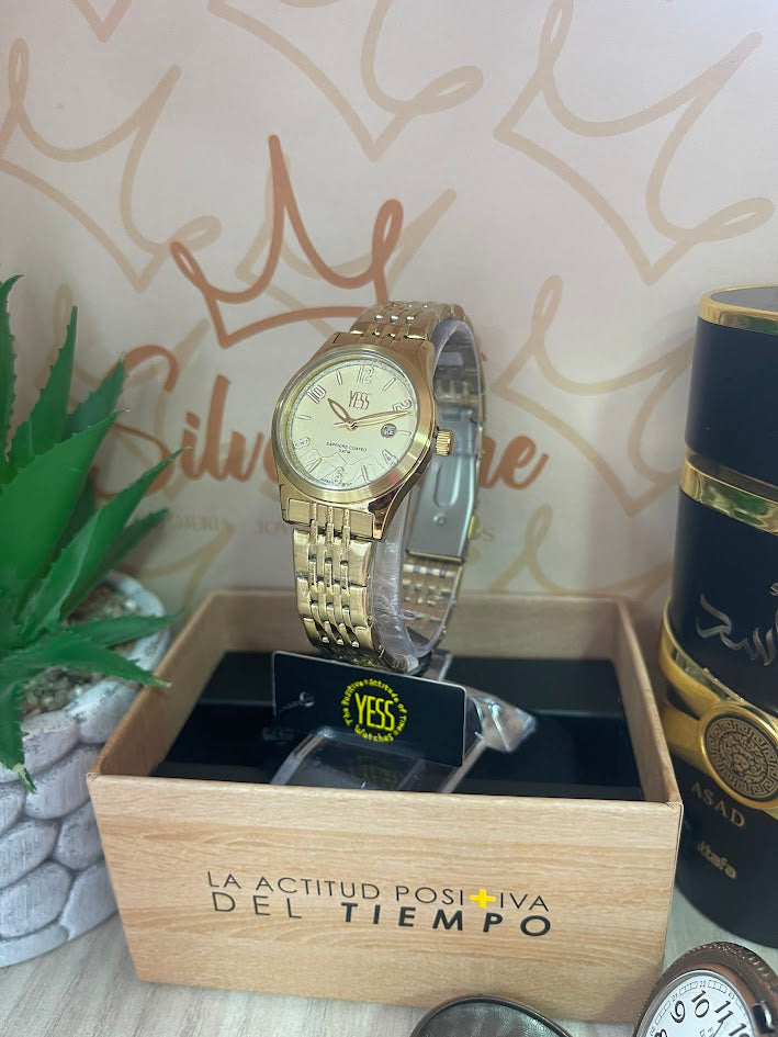 RELOJ YESS DAMA DORADO ESFERA DORADA Y25020