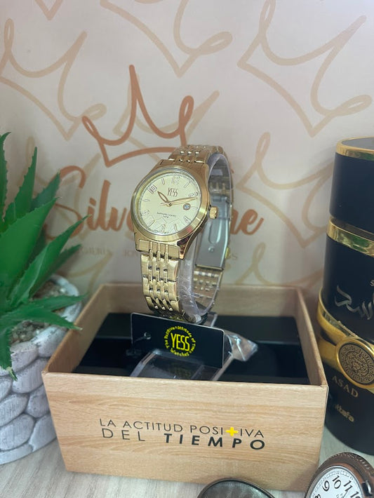 RELOJ YESS DAMA DORADO ESFERA DORADA Y25020