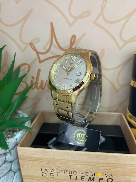 RELOJ YESS DORADO ESFERA CREEN Y25028