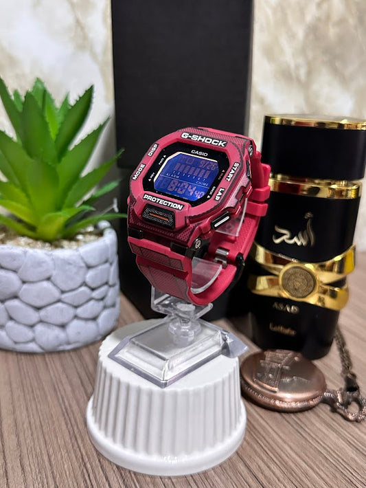 CASIO ORIGINAL DIGITAL ESFERA NEGRA MANILLA DE SILICONA ROJA