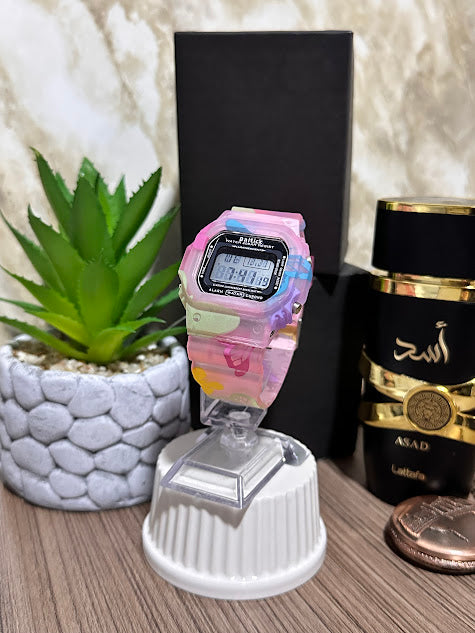 Reloj Dama DIgital Sumergibles Rosado Con Diseño