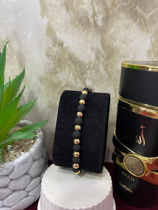 PULSERA NEGRA BALINES X11