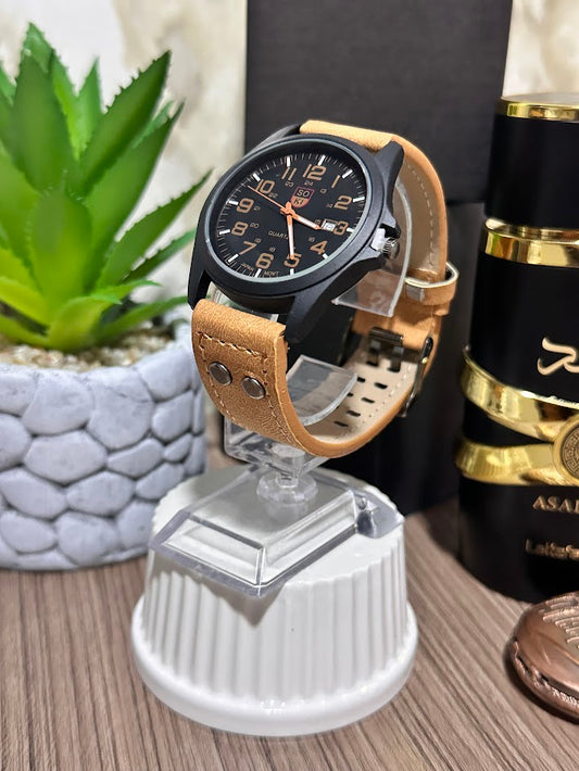 RELOJ QUARTZ TIPO CUERO PUNTO-VARIAS