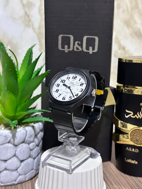 QYQ Negro Esfera Blanca Manilla Silicona Negra