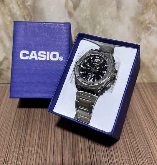 CASIO ORIGINAL PLATEADO ESFERA NEGRA
