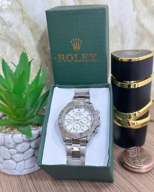 ROLEX PLATEADO METALICO FONDO BLANCO