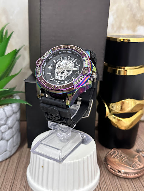 Philip Plein Morado Tornasol Calavera Plateado Variados