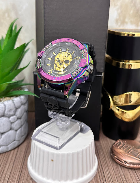 Philip Plein Morado Tornasol Calavera Dorado Variados