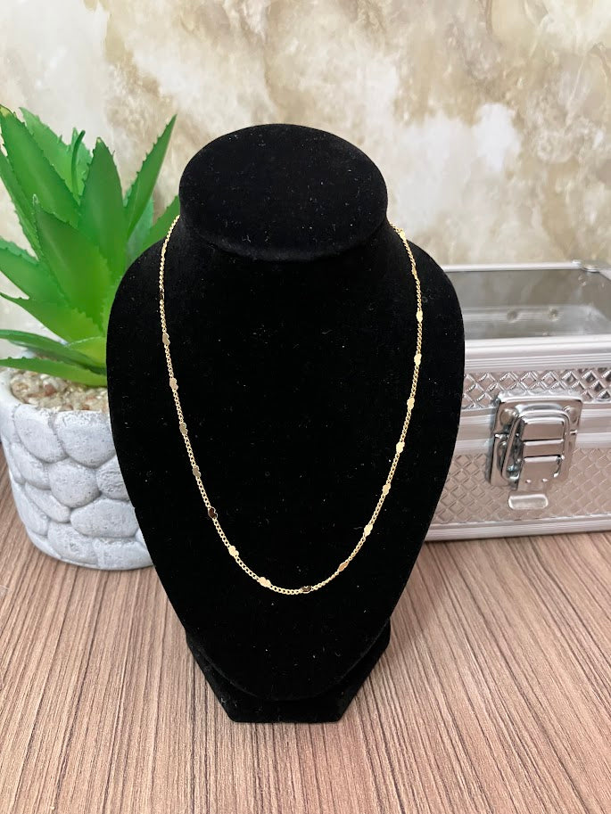 CADENA ESLABON MINI CORAZON 50CM ORO LAMINADO