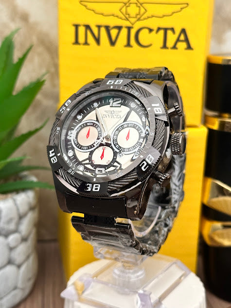 INVICTA NEGRO ESFERA DORADA CALENDARIO