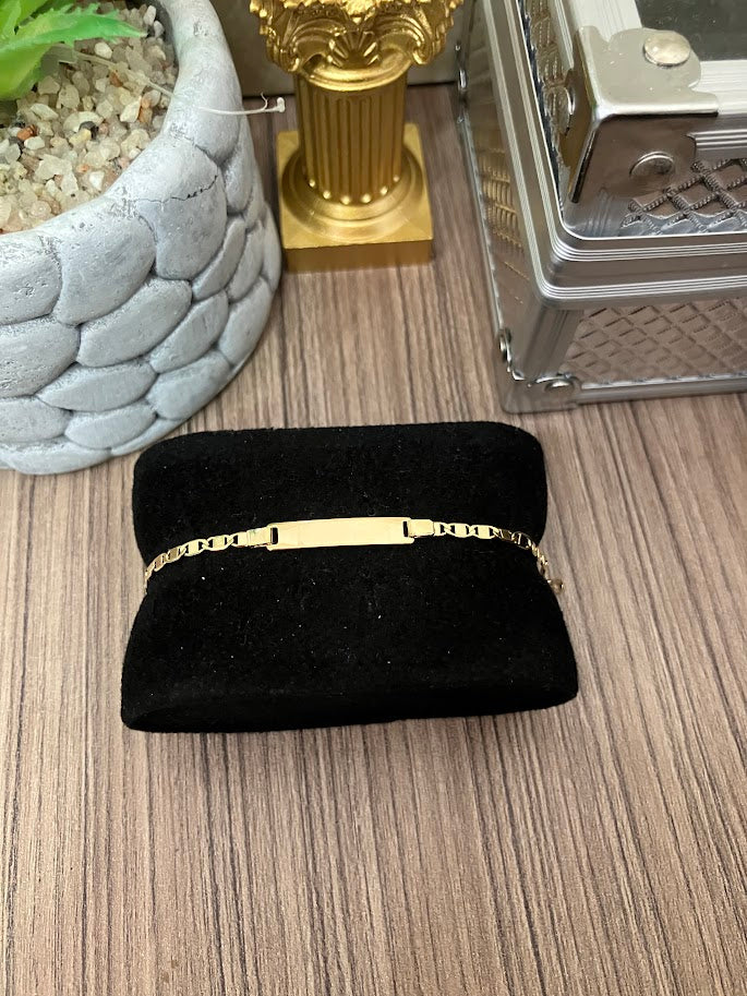PULSERA PLANA PLACA 14CM ORO LAMINADO