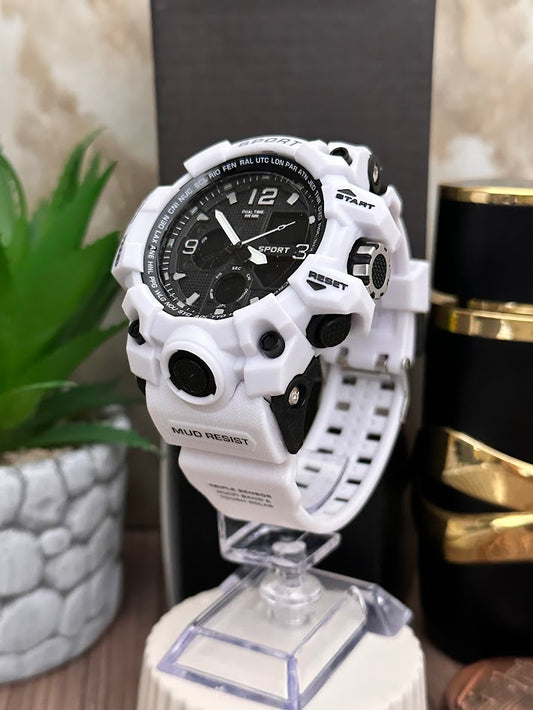 Reloj Deportivo Doble Hora Blanco
