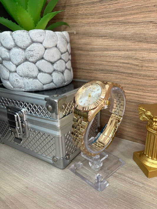 RELOJ ROLEX DAMA DORADO DETALLES EN PIEDRA