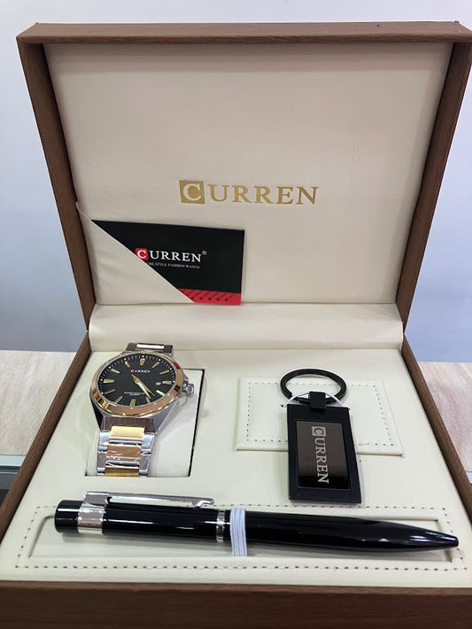 COMBO CURREN RELOJ BICOLOR +LAPICERO +LLAVERO